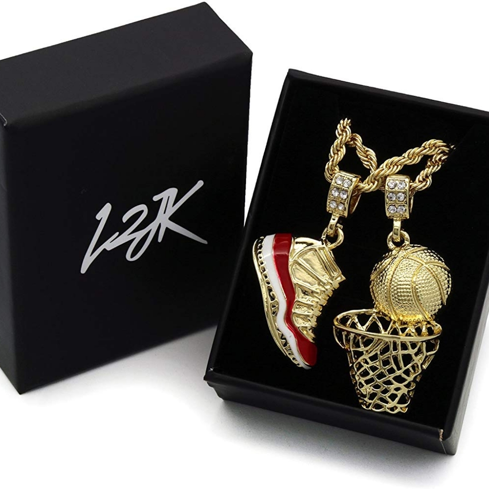 Mens Gold Plated HipHop retro Basketball Necklace
